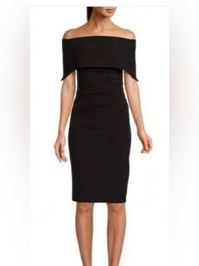 Vince Camuto Fold-Over Cocktail Dress in black